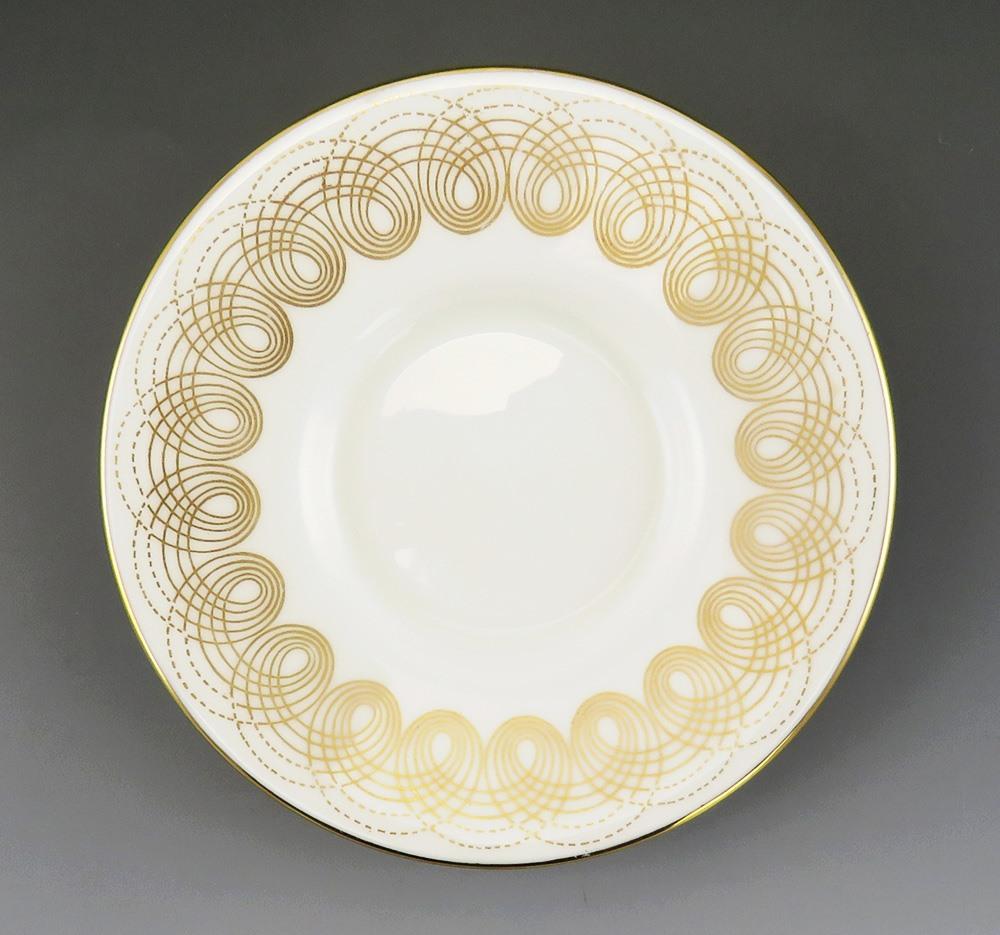 16pc Wedgwood Persephone Gold Swirl Demitasse Tea/Coffee Cups & Saucers