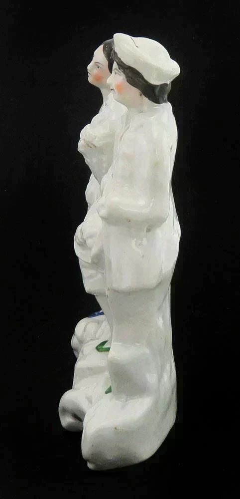 Antique c1860 English Staffordshire Porcelain Man & Woman Figurine