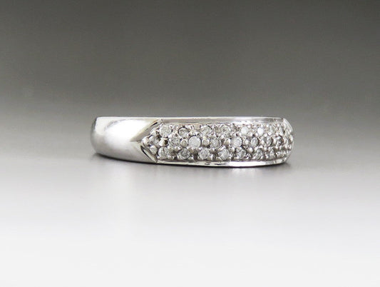 Fine Quality 14K White Gold Diamond Wide Band Wedding/Anniversary Ring Size 5.5