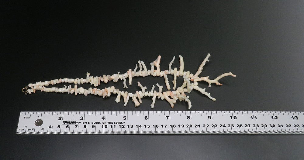 Antique Natural Branch White to Pink Coral Graduated Necklace