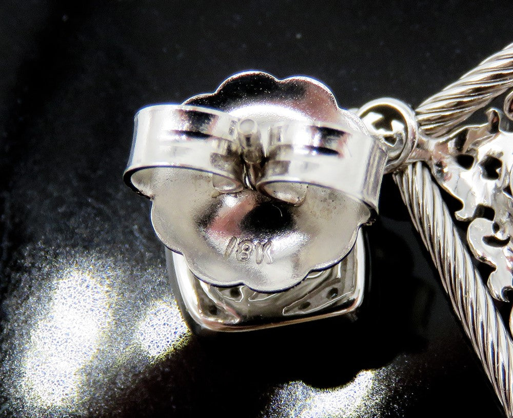Dazzling Philipe Charriol 18k White Gold ~.40ct Diamond Drop Filigree Earrings