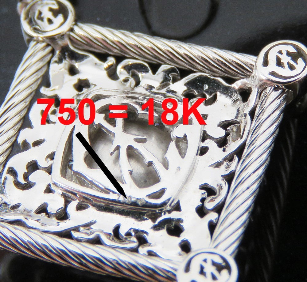 Dazzling Philipe Charriol 18k White Gold ~.40ct Diamond Drop Filigree Earrings