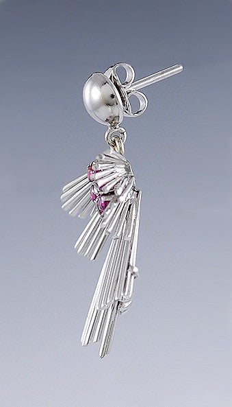 Sunburst Ruby & Diamond 18k White Gold Earrings