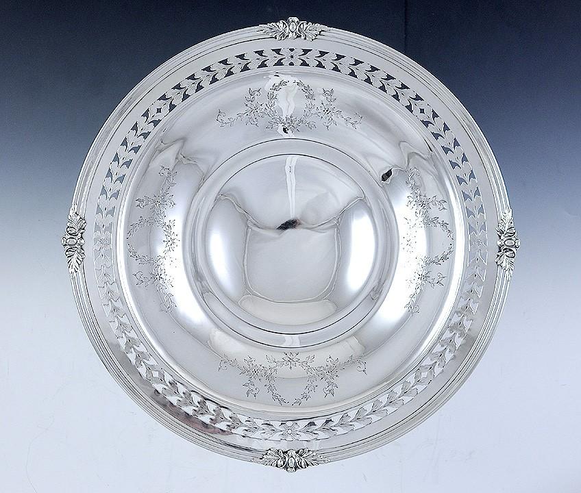 HUGE STERLING EARLY 1900s THEODORE STARR OPENWORK COMPOTE TAZZA PEDESTAL BOWL