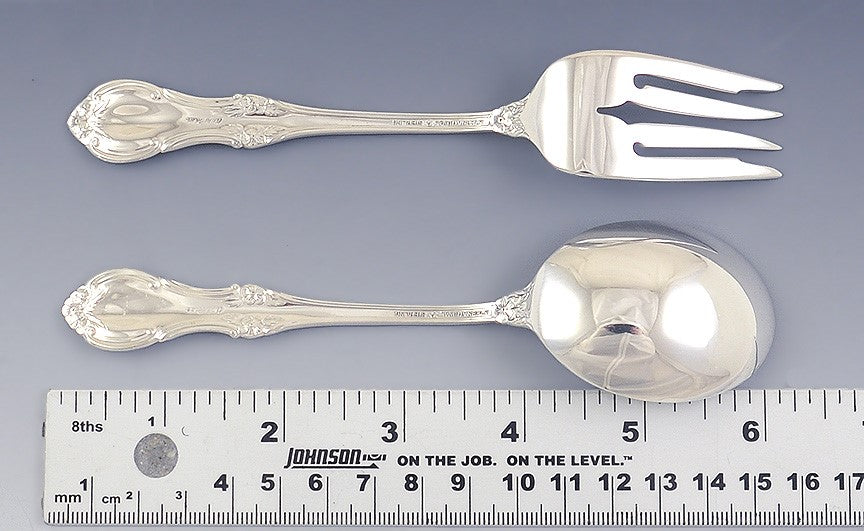 4 pc Set International Co Wild Rose Sterling Silver 2 Soup Spoons, 2 Salad Forks