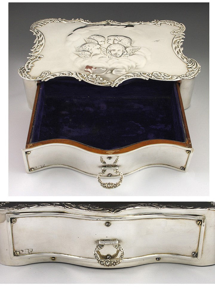 1900 English Sterling Silver Jewelry Box -William Comyns
