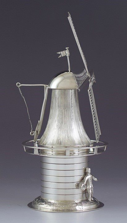 Modern Dutch .833 Silver Windmill Spice Snuffbox Figural Box