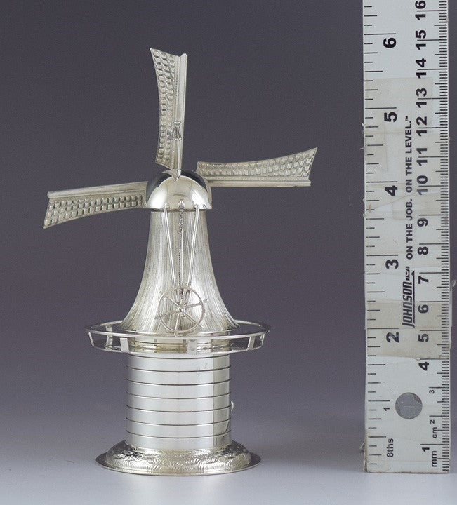 Modern Dutch .833 Silver Windmill Spice Snuffbox Figural Box