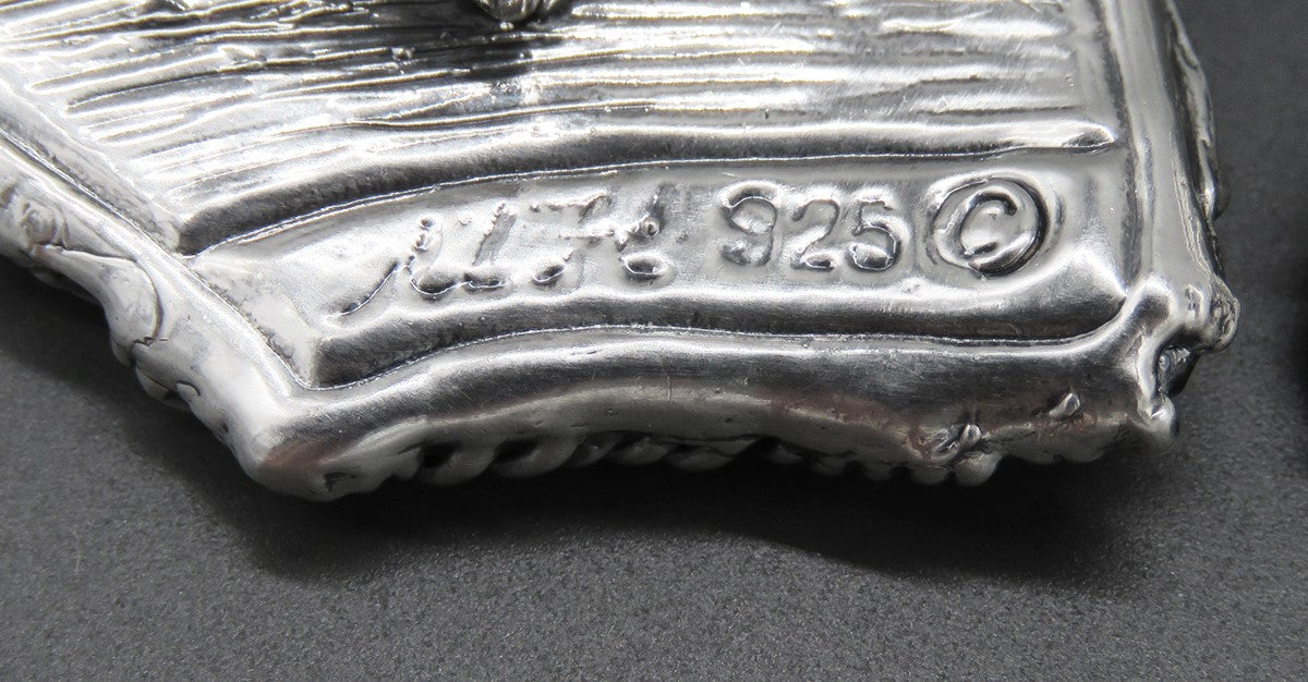 Vintage Handcrafted Artisan Sterling Silver Statement Clip On Earrings