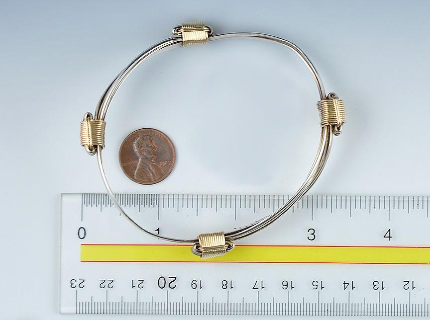 Adjustable Asymmetrical Sterling Silver and Gold Plated Bracelet