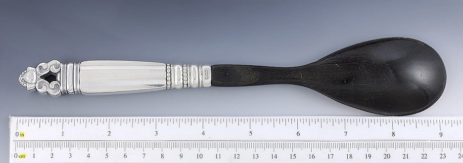 Danish Sterling Silver Georg Jensen Acorn Horn Bowl Serving Spoon 9 1/4"