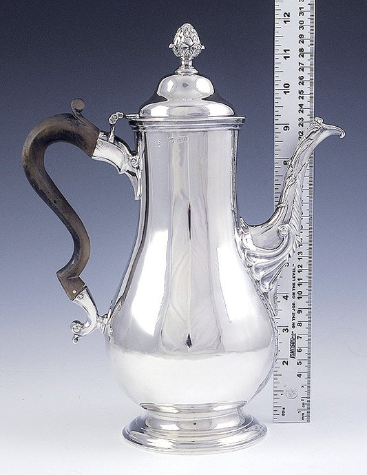 Rare Old c1765 Irish Sterling Silver Classical Form Coffee Pot