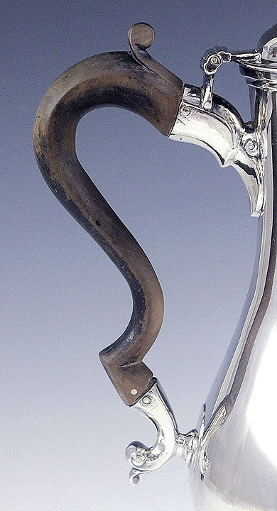 Rare Old c1765 Irish Sterling Silver Classical Form Coffee Pot