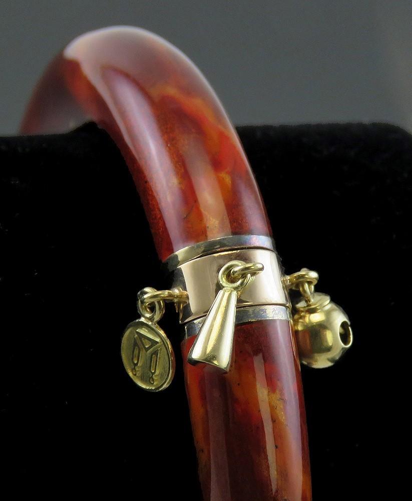 Designer La Nouvelle Bague LNB 18k Gold Red Orange Enamel Bangle Bracelet