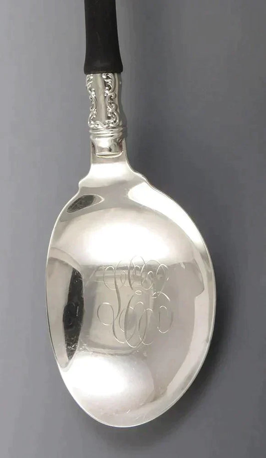 Unique Whiting Louis XV Ebony Handle & Sterling Silver Serving Spoon
