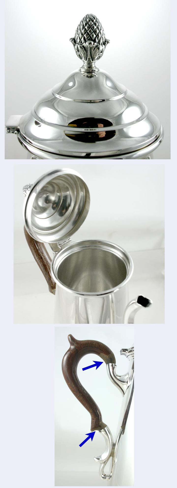Vintage c1940 Tall Lighthouse Antique Form Redlich Sterling Silver Teapot 9 1/4"