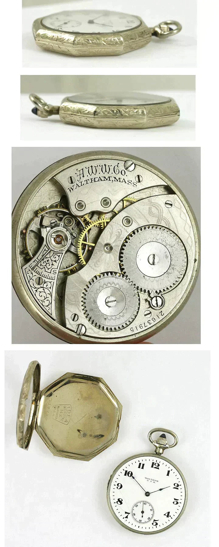Fine Quality Waltham 14k White Gold Pocket Watch C1917