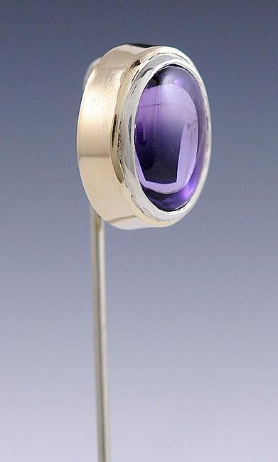Early 1900s 14k 2-Tone White & Yellow Gold Amethyst Stick Pin