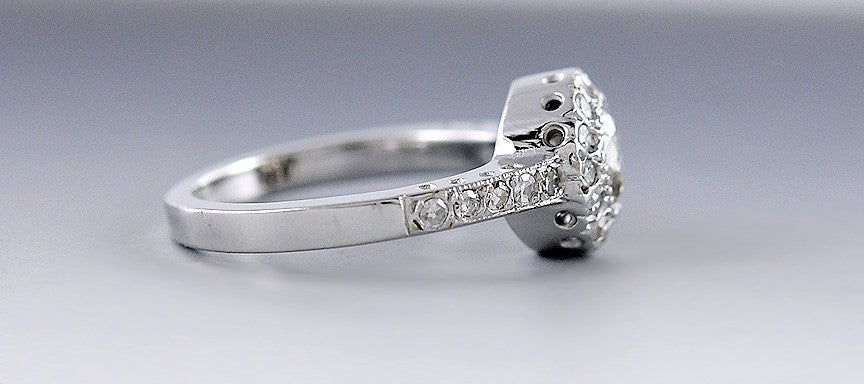Dazzling 14k White Gold Light Yellow Diamond Halo Ring Size 6