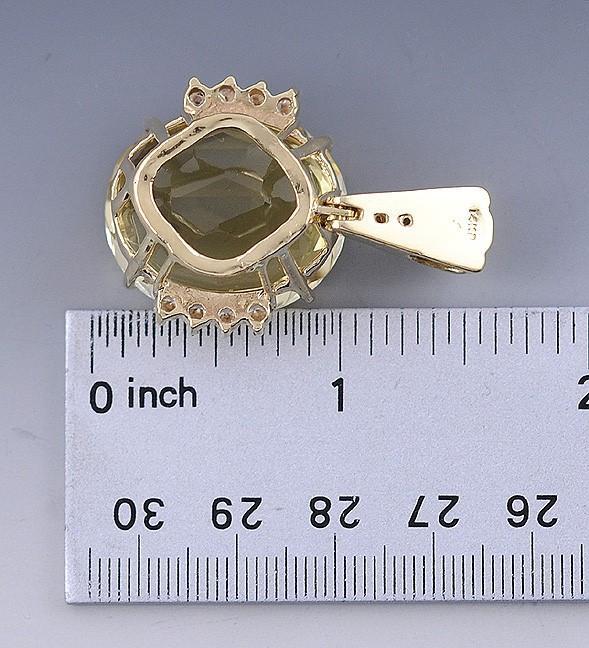 Stunning Huge 39ct Citrine .50ct Diamond 14k Yellow Gold Pendant