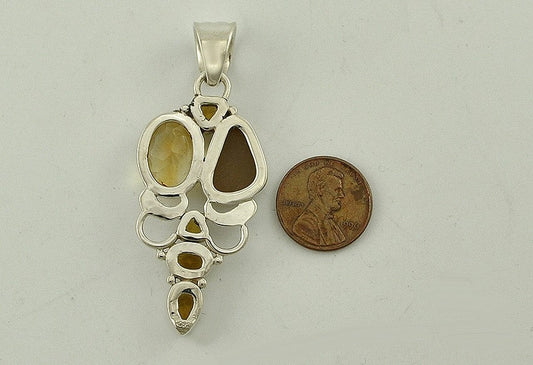 Beautiful Sterling Silver Genuine Citrine and Geode Pendant