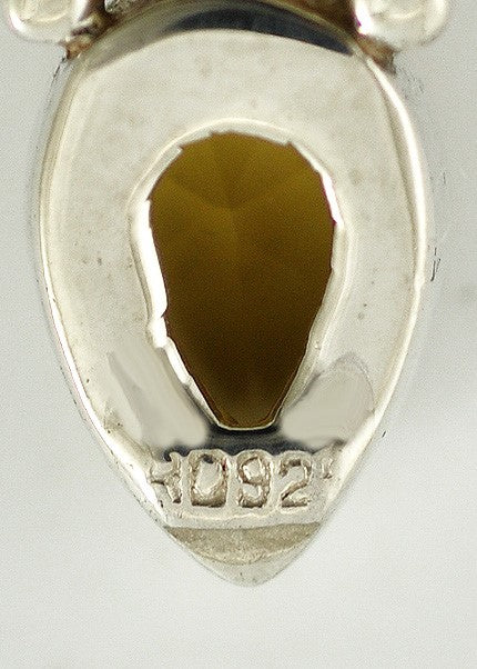 Beautiful Sterling Silver Genuine Citrine and Geode Pendant