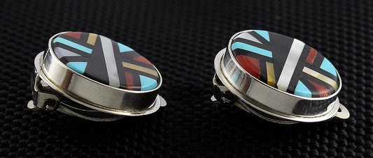 Sterling Silver Zuni Tribe Native American Indian Southwest America Earrings