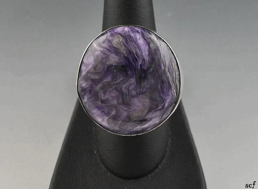Sterling Silver and Genuine Purple Chaorite Ring Size 7.75