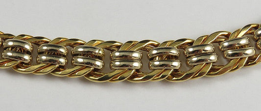 Stunning Italy 18K Gold 2Tone Twirled Graduated Link Chain Necklace 16.5 Inches