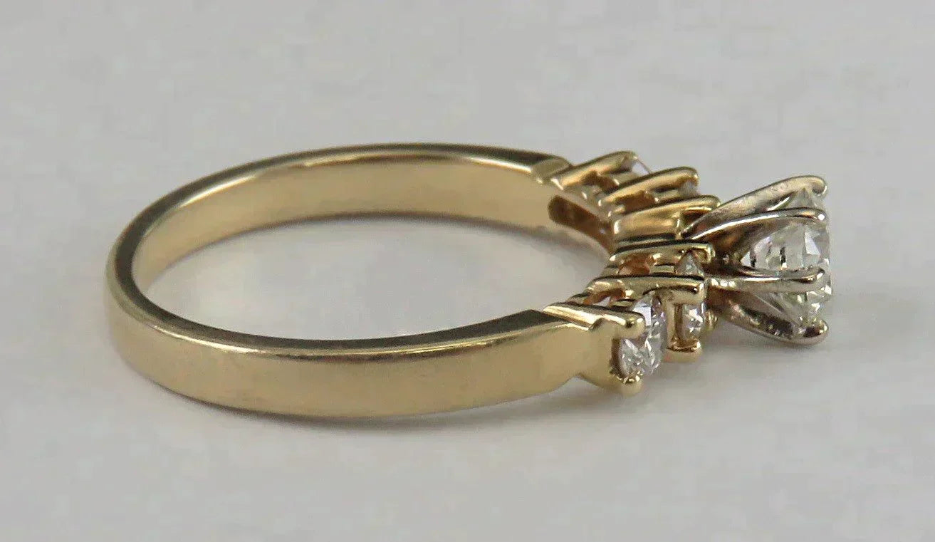 Dazzling 14k Yellow Gold ~1ct Five Diamond Engagement Ring