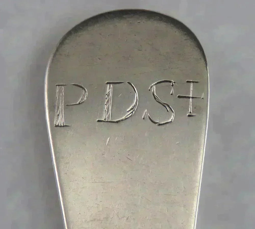 Antique c1740 T Millner Boston American Coin Silver Serving Spoon
