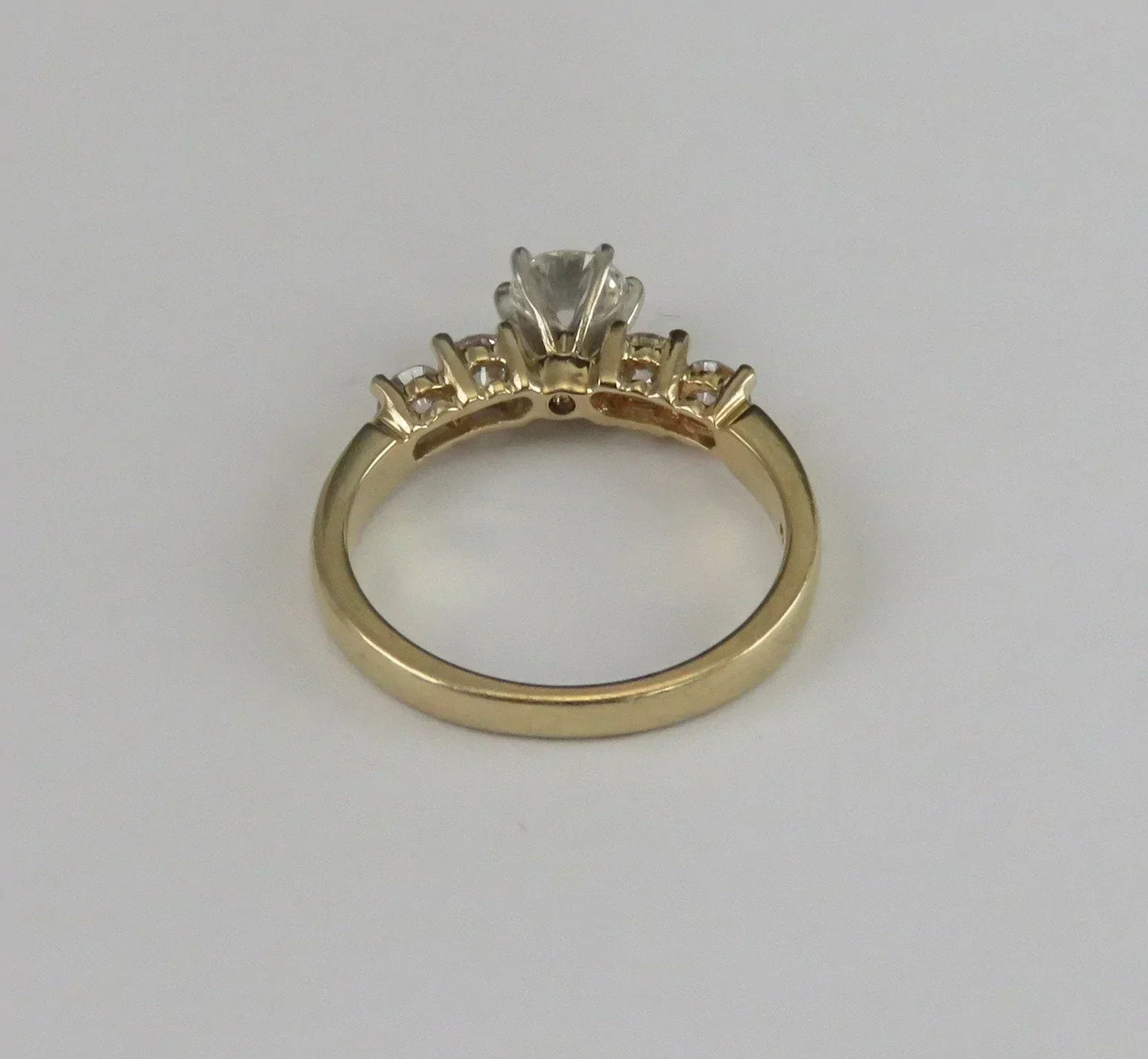 Dazzling 14k Yellow Gold ~1ct Five Diamond Engagement Ring