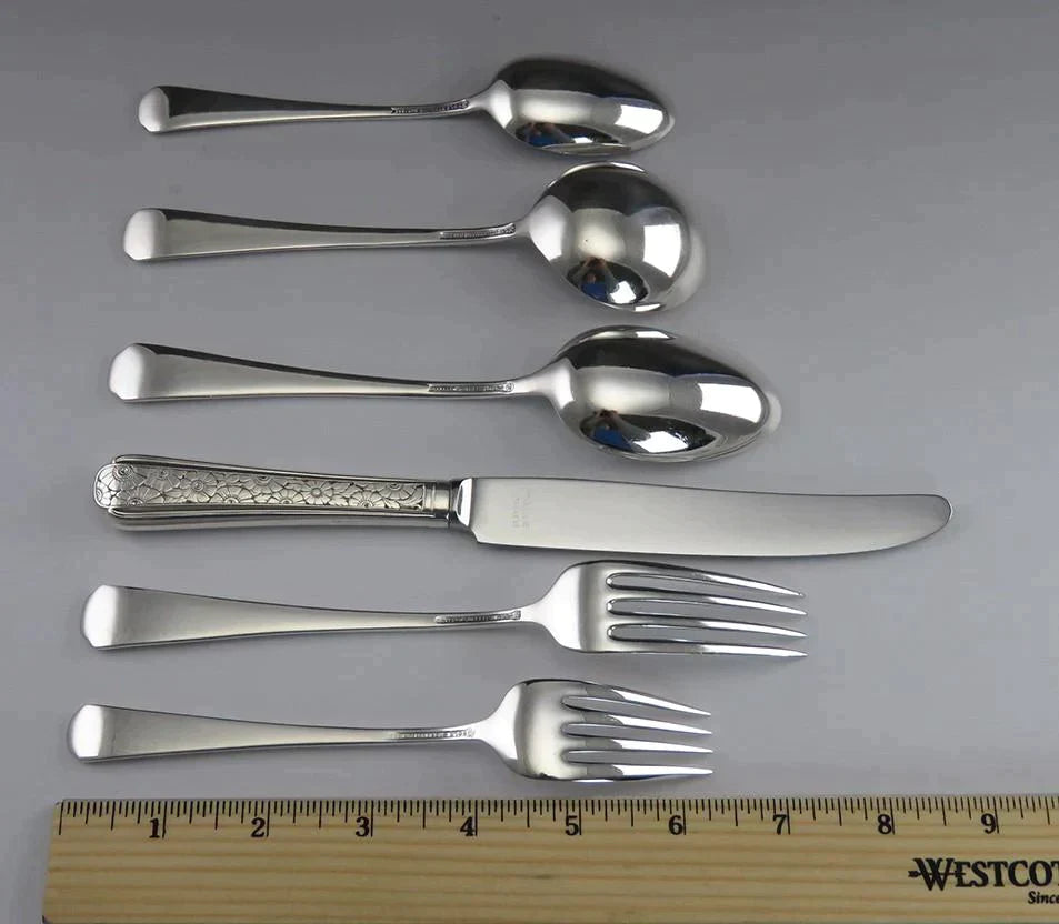 51pc Sterling Silver Towle Old Brocade Flower Design Flatware Set