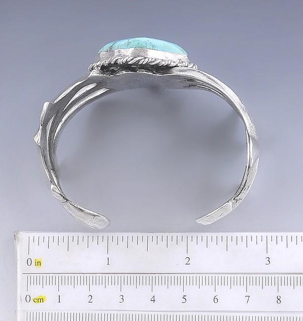 Southwest American Indian Sterling Silver & Turquoise Cuff Bangle Bracelet