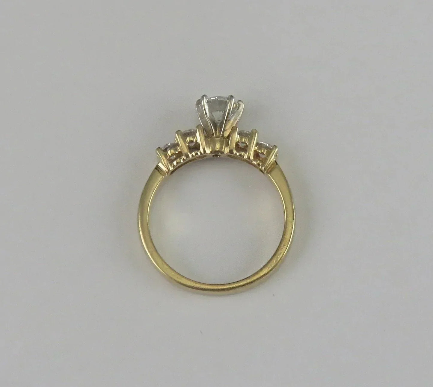 Dazzling 14k Yellow Gold ~1ct Five Diamond Engagement Ring