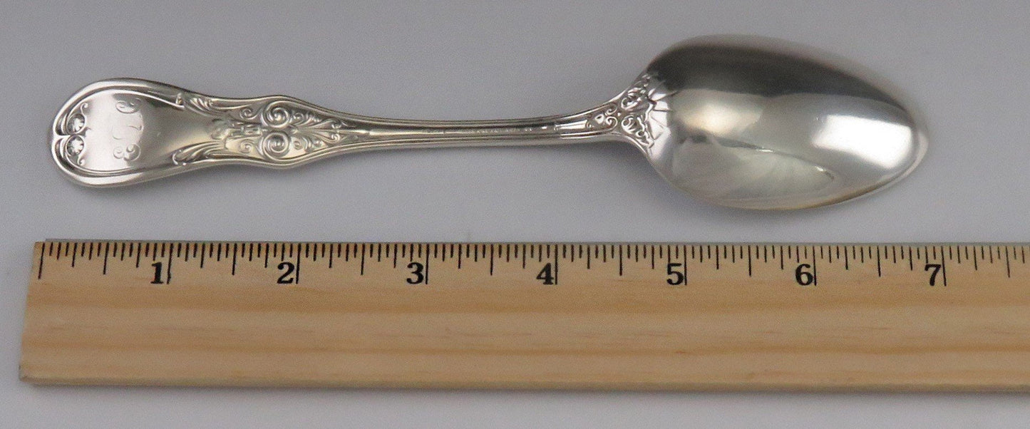c1870 Tiffany & Co. Sterling Silver Saratoga Oval Soup Place Dessert Spoons (4)