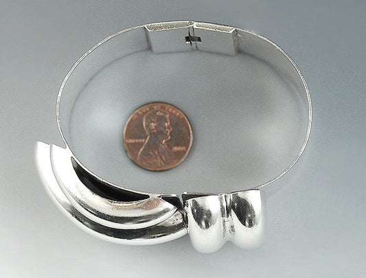 Stunning Vintage Sterling Silver Hinged Cuff Bracelet from Mexico