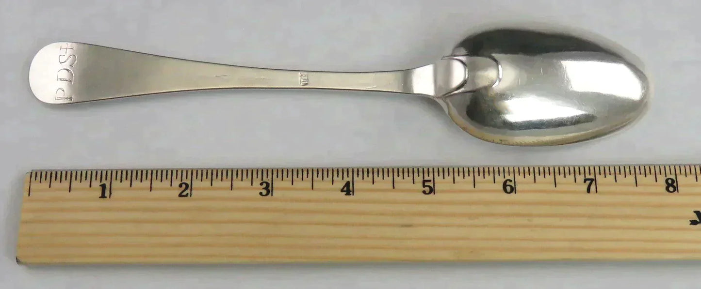 Antique c1740 T Millner Boston American Coin Silver Serving Spoon
