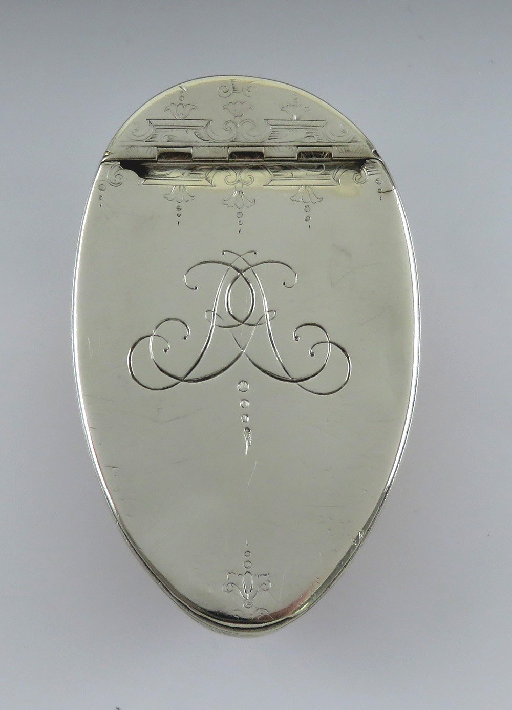 Antique 18th Century Sterling Silver Mounted Cowrie Shell Snuff Box