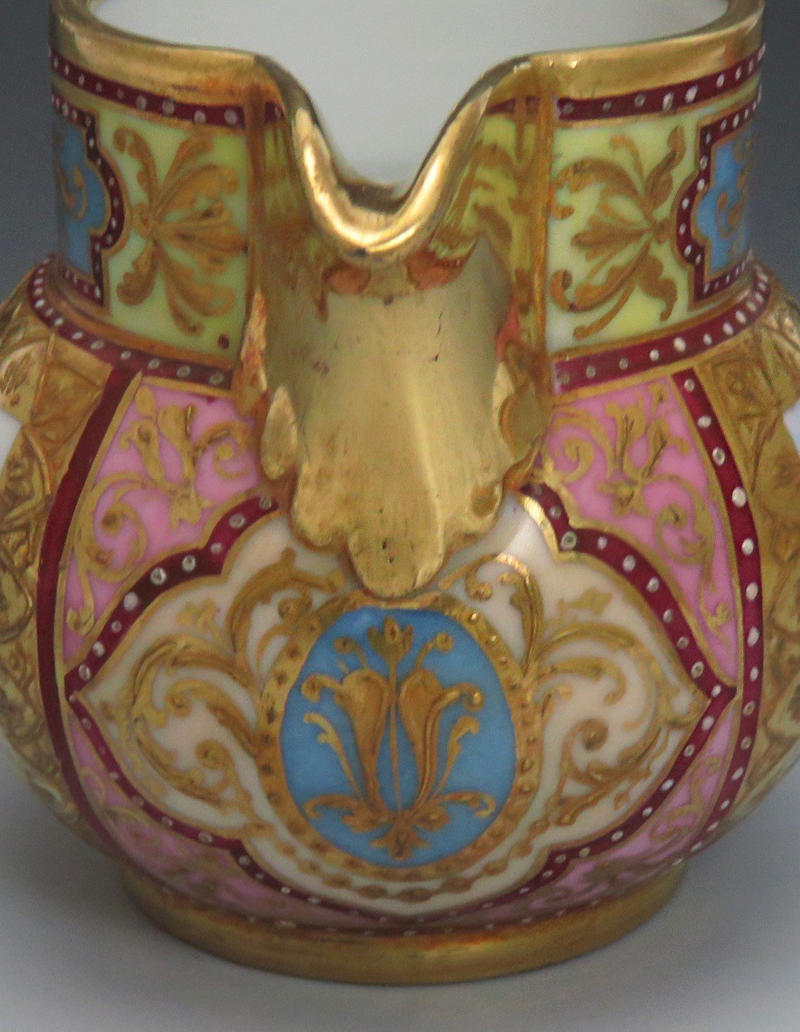 Pretty Late 1800's Royal Vienna Pink & Gold Porcelain Creamer