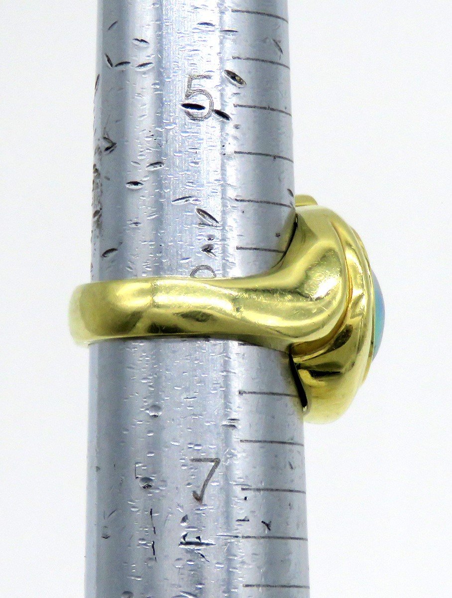18k Yellow Gold Black Peacock Mabe Pearl Ruby Diamond Ring Michael Valitutti