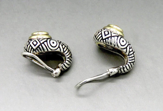 Designer Pair 18K Yellow Gold Sterling Silver Citrine Gemstone Clip On Earrings