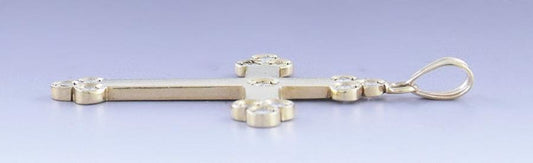 Superb 14k Yellow Gold & Diamond Budded Cross Pendant