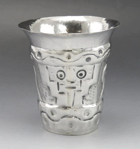 Striking Vintage 1960s Peruvian 900 Silver Handwrought Cup Beaker