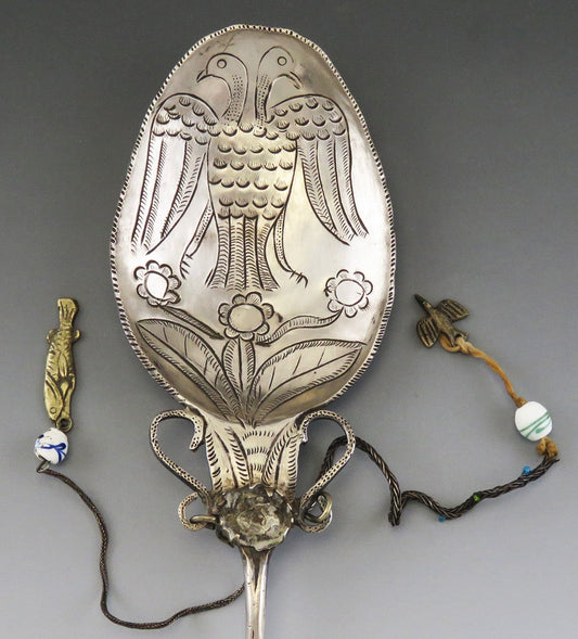 Antique South American Double Headed Bird Silver Tupu Shawl/Cloak Pin