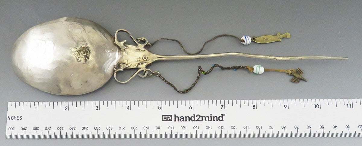 Antique South American Double Headed Bird Silver Tupu Shawl/Cloak Pin