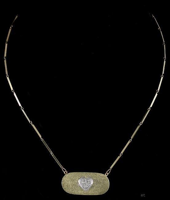 Pretty 14k Yellow Gold & Diamond Heart Pendant Necklace