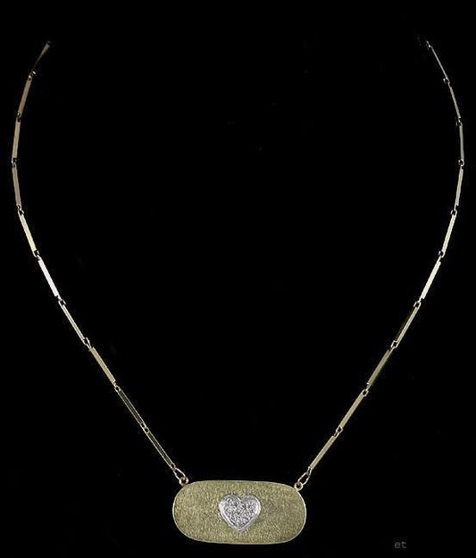 Pretty 14k Yellow Gold & Diamond Heart Pendant Necklace