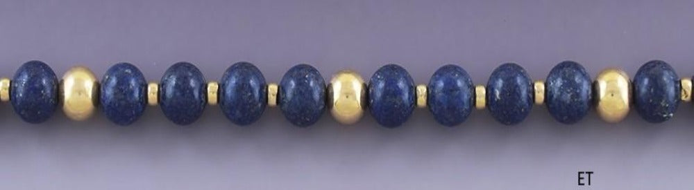 Stunning VTG Opera Length 14k Yellow Gold Lapis Lazuli Beaded Necklace 37"