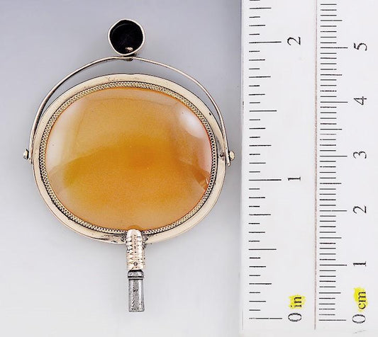 c1830s-1880s American Victorian 10k Gold Orange Agate Carnelian Watch Key Fob